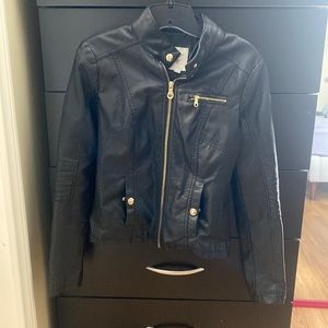 Guess faux black leather jacket